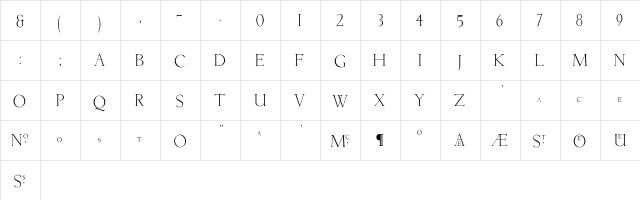 Newtunian Regular  glyph index