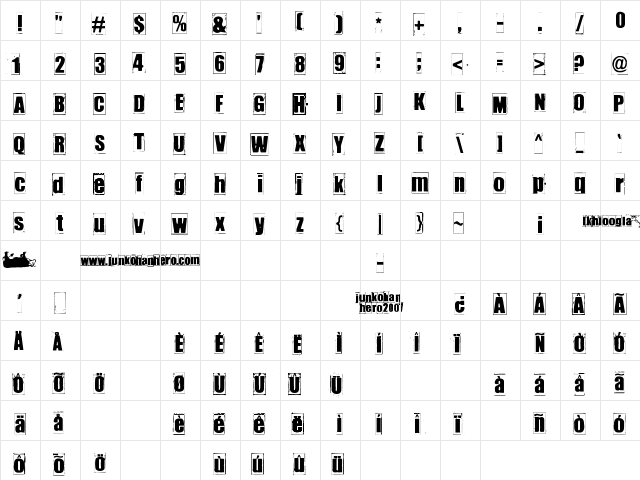 IKHIOOGLA Regular  glyph index