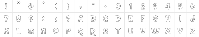 ParisMetro Hollow Regular  glyph index