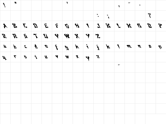 Nixon Bold Leftie Bold  glyph index