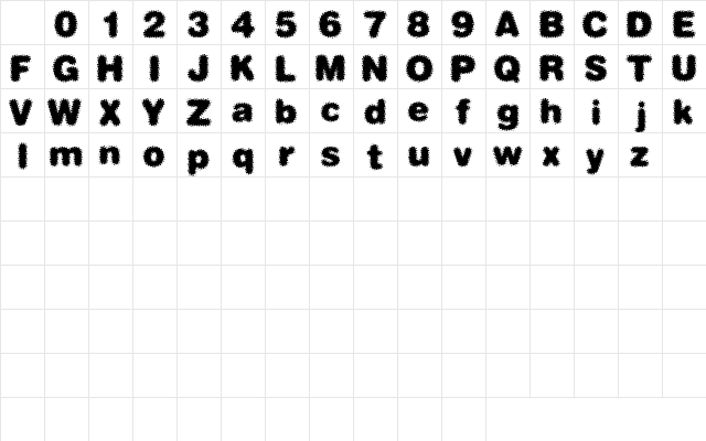 Gaussion Regular  glyph index