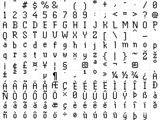 FFF Antigua Extended Regular  glyph index