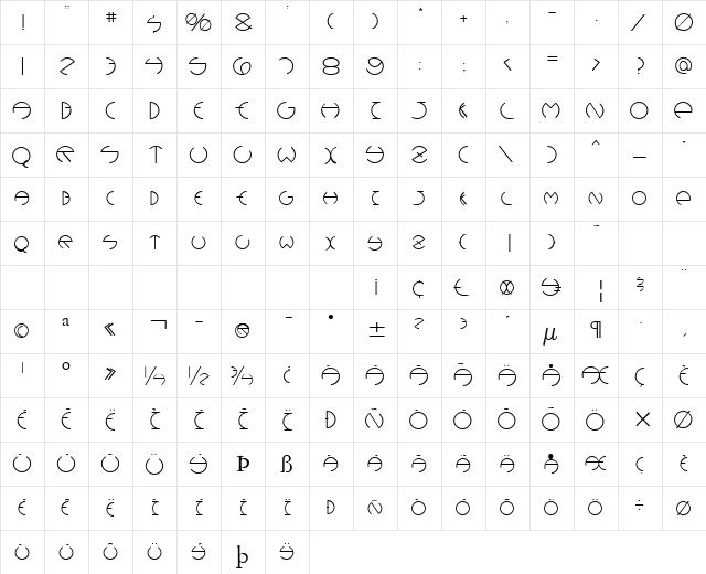 Devil Normal  glyph index