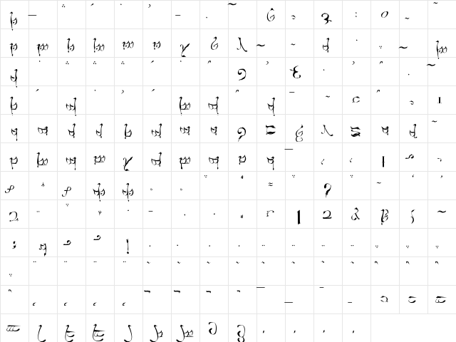 Tengwar Teleri Regular  glyph index