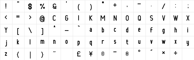 Boomerang Regular  glyph index