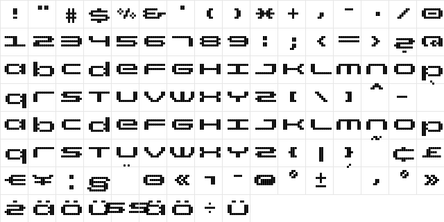 rt screenloft8 Bold  glyph index