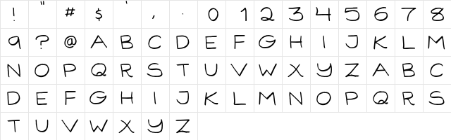 Gorilla Comix Regular  glyph index