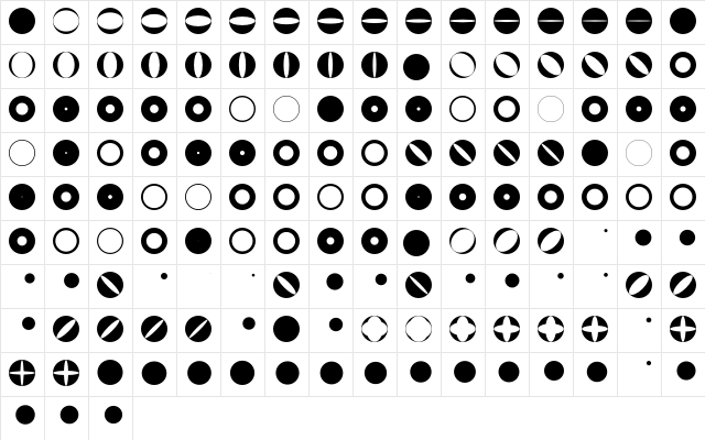Freeform Four  glyph index