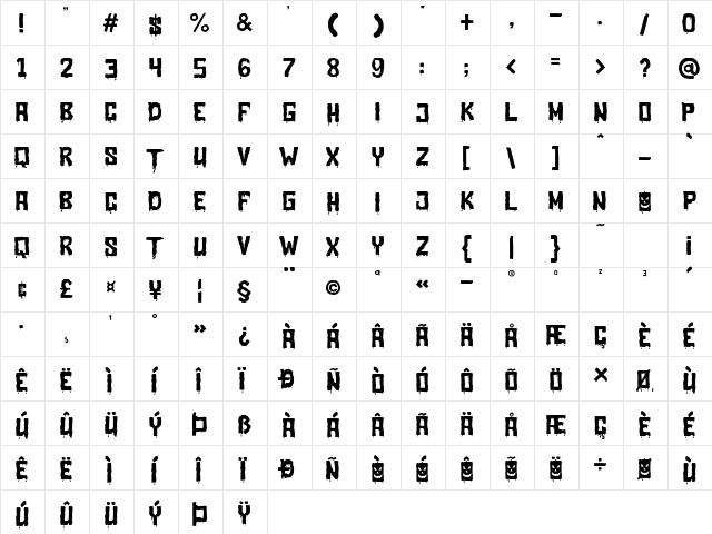 Scary Pumpkin Regular  glyph index