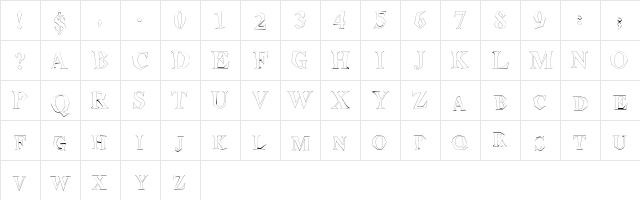 StegosaurusOutline Regular  glyph index