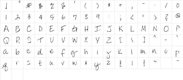 Lindy Regular  glyph index