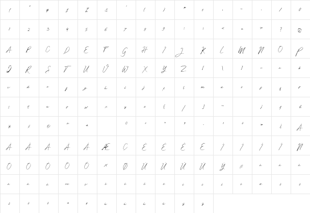 Steven Anderson Regular  glyph index
