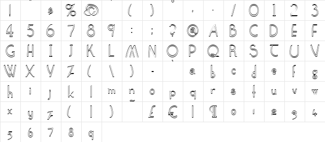 Claritty_Outline Normal  glyph index