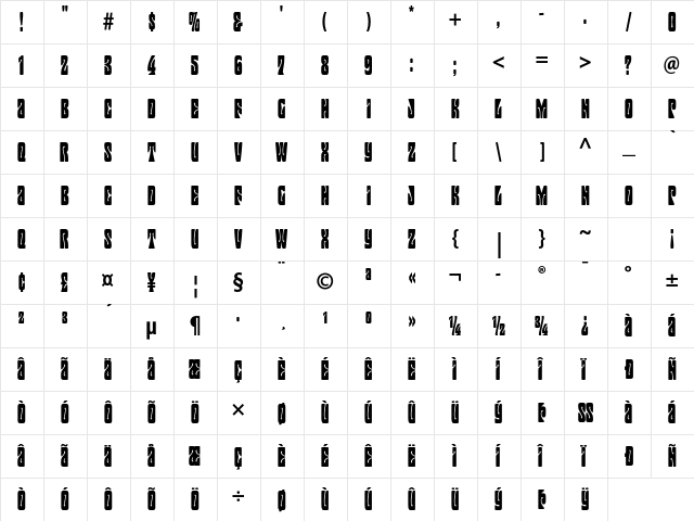 Mojo Std Regular  glyph index