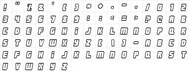 Nonstop [italic] Regular  glyph index