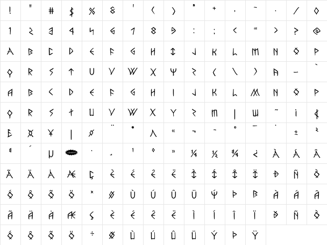 Rune Slasher Semi-Bold Semi-Bold  glyph index