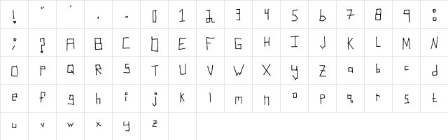 Robot Regular  glyph index