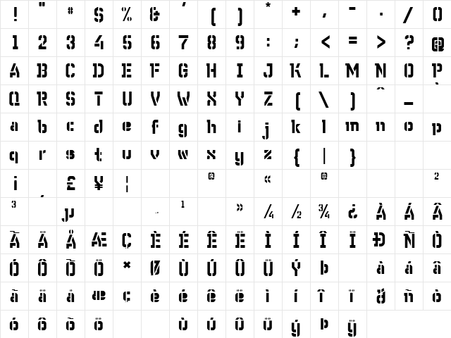 WC Wunderbach Bta DemiBold  glyph index