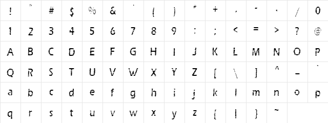 Scratch Board Regular  glyph index