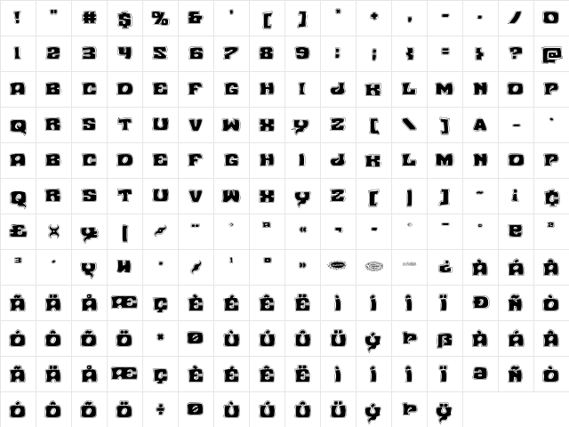 Nuevo Passion Academy Regular  glyph index