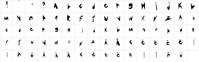 Saint Valentin 1.3 Regular  glyph index