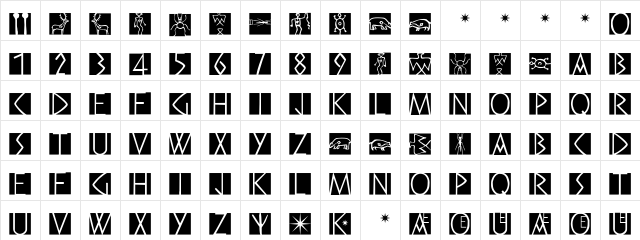 PreRomanCaps Regular  glyph index