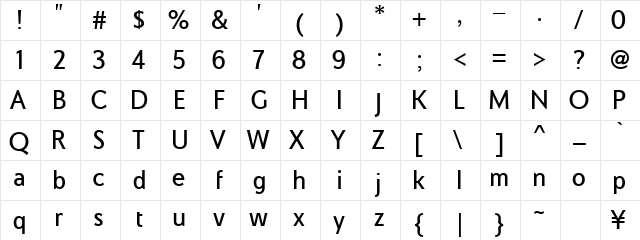 COM4t Sans Medium Regular  glyph index