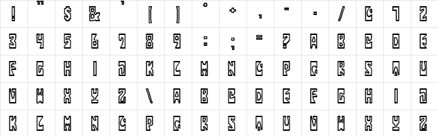 NothingInbetween Regular  glyph index