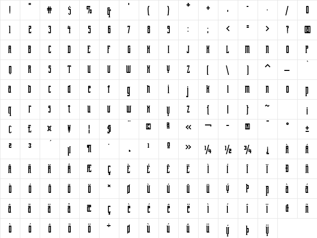 Farrier ICG Regular  glyph index