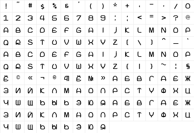 Joke Regular  glyph index