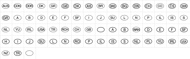InternationalSymbols P01  glyph index