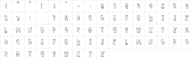 BACK DROP Regular  glyph index