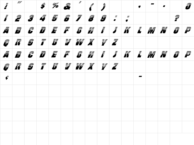Will Ex Italic Regular  glyph index