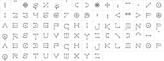 Pigtail Regular  glyph index