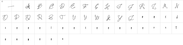 Tanda Tangan Regular  glyph index
