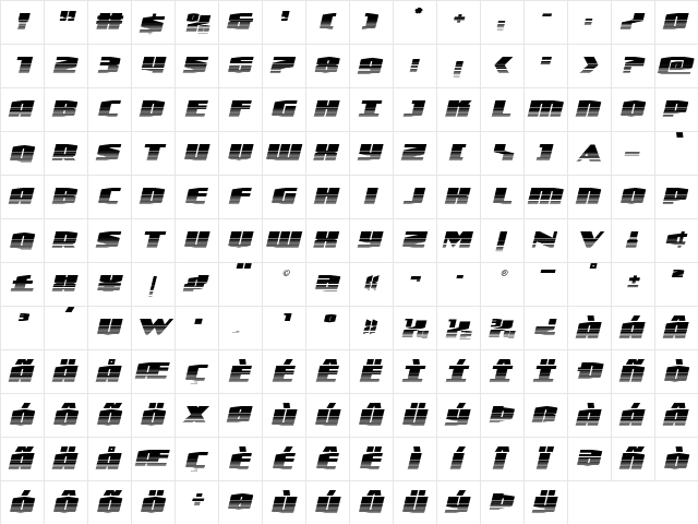 Alpha Century Twotone Italic Regular  glyph index