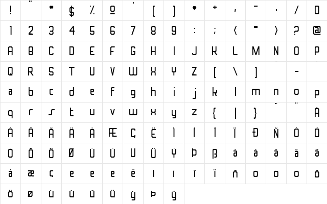 Superfly 2001 Normal  glyph index