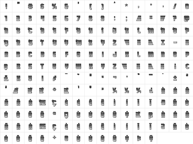 Army Rangers Chrome Regular  glyph index