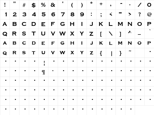 QTGraveure Bold  glyph index