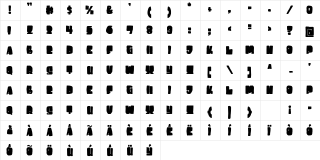 Kidzz Regular  glyph index