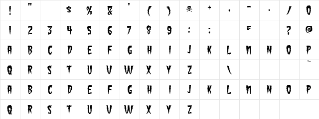 Drooper Regular  glyph index