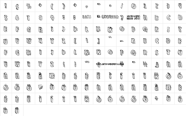 Zupagargonizer Regular  glyph index