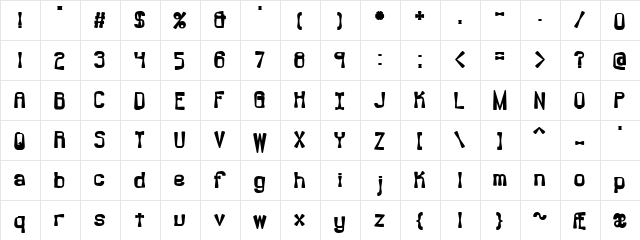 Backlash (BRK) Regular  glyph index