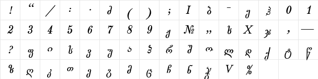 Gogebashvili-ITV Bold Italic  glyph index