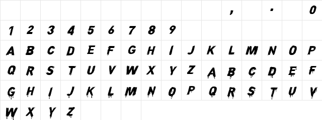 CF Night of Terror PERSONAL Regular  glyph index