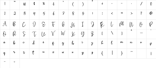 Cherry Blossom Regular  glyph index