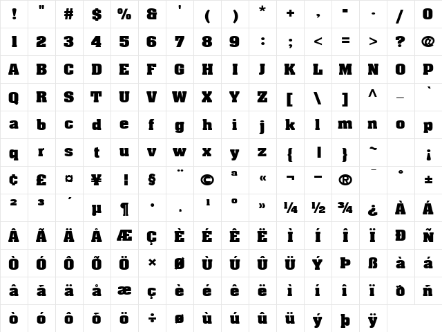 Heidelberg-Expanded Normal  glyph index