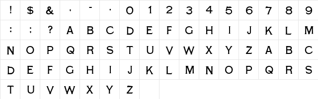 Typo Gothic HPLHS  glyph index