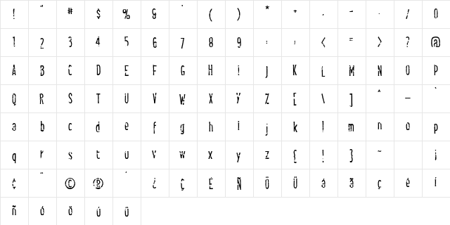 SmellsLikeTacos BB Regular  glyph index