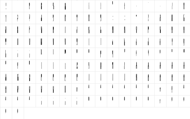 Dirtyfax Heavy  glyph index